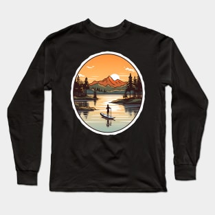 Paddleboarder's Retreat at Mountain Lake Sunset Long Sleeve T-Shirt